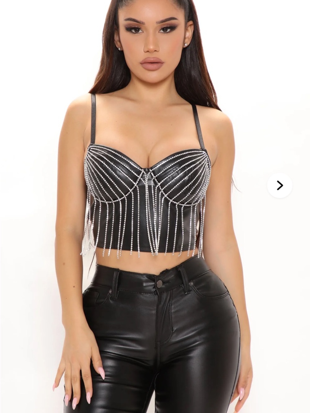 BLASHE Black Crystal Fringe Bustier Top